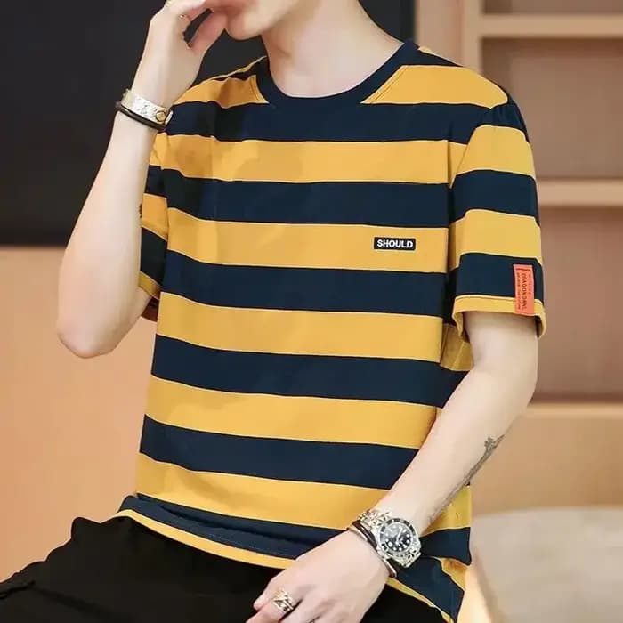 T-shirts pour hommes chemises amples hauts à rayure T-shirt