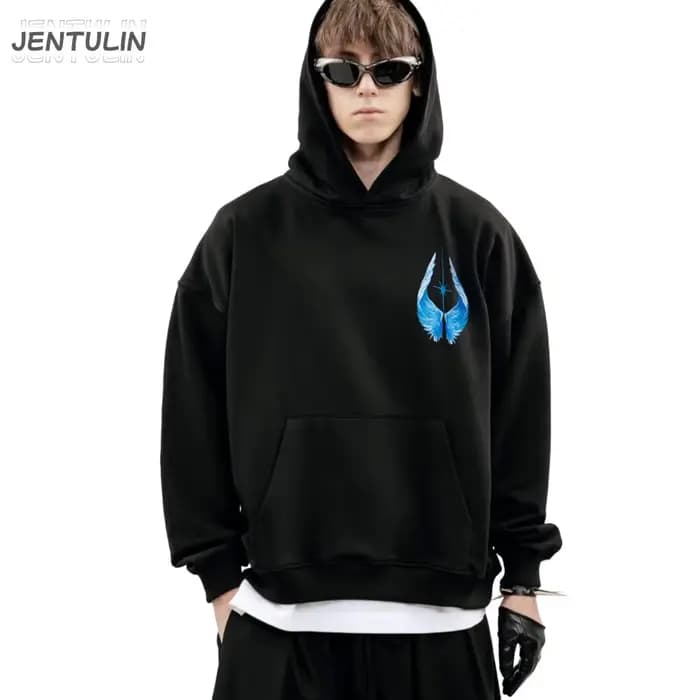 Sweat à capuche imprimé graphique côté lumineux pour hommes