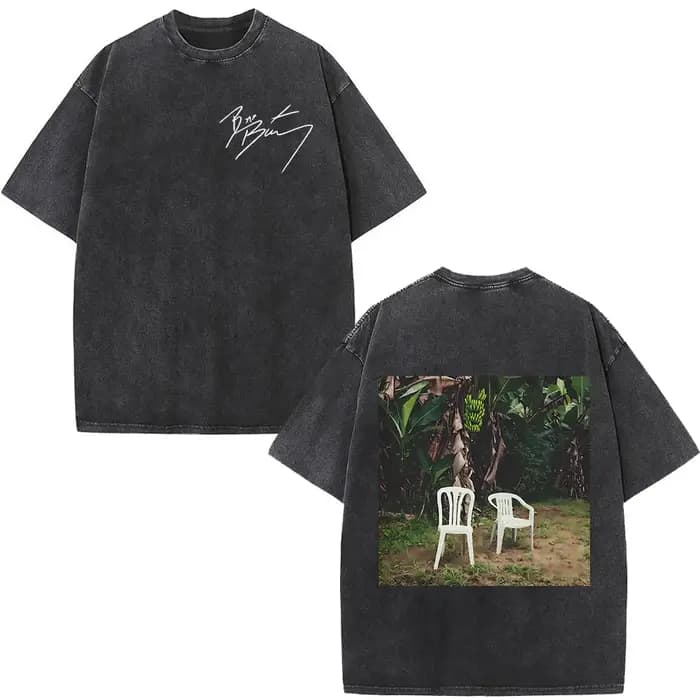 Rappeur Bad Bunny Album couverture impression T-shirt Debi Tirar Mas Fotos DTMF lavé Vintage T-shirt