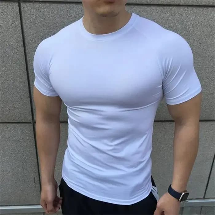2024 nouveaux hommes d'été à manches courtes Fitness chemise en cours d'exécution Sport gymnase Compression t-shirt entraînement décontracté élastique Force hauts vêtements