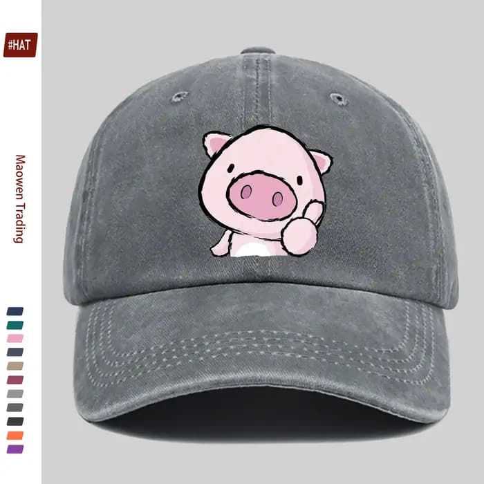 1 pièce Casquette de baseball rose à imprimé cochon mignon