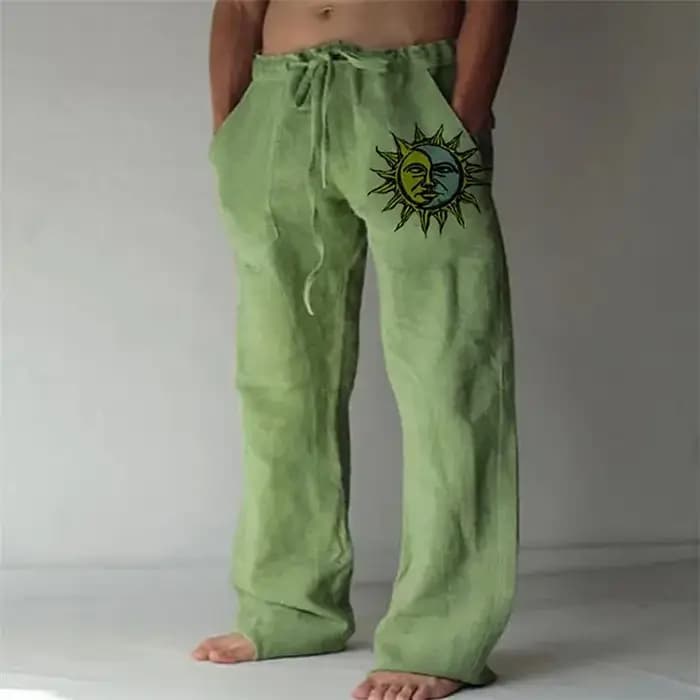 Pantalon vintage en coton et lin pour hommes, vêtement de proximité, élastique, surdimensionné, Hip