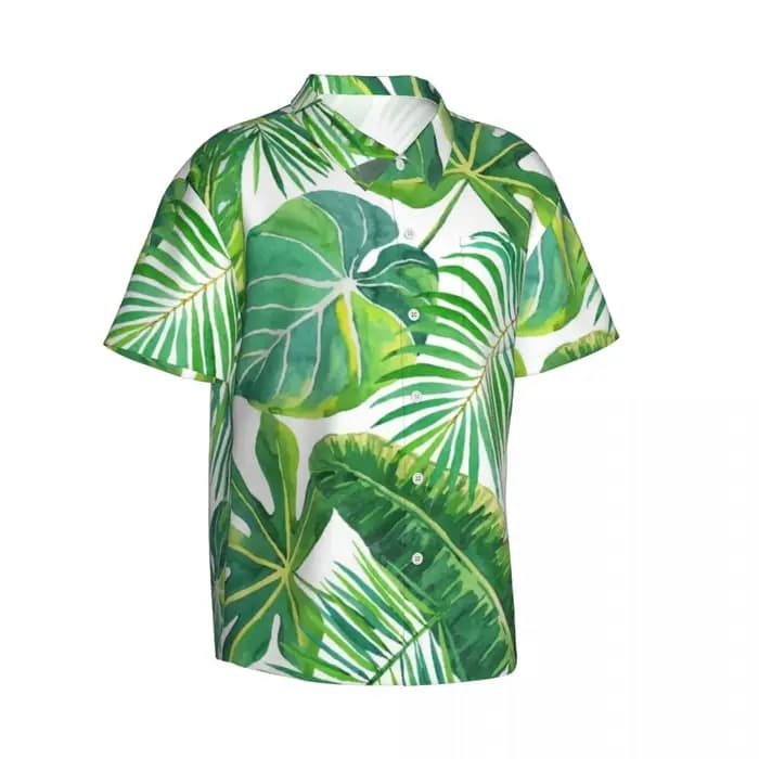 Chemise hawaïenne à feuilles tropicales pour hommes