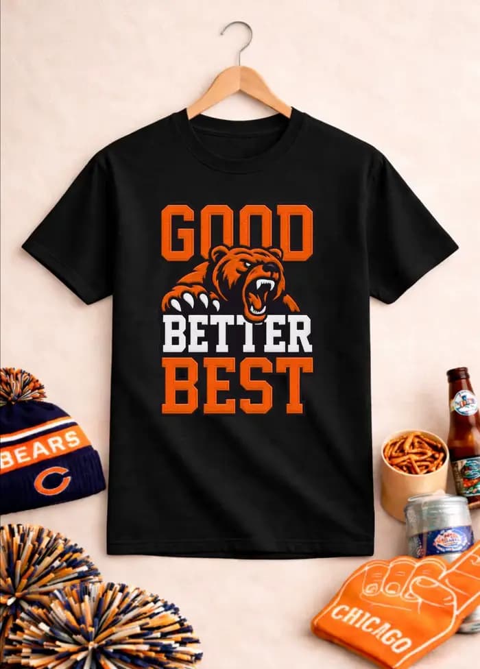 T-shirt Good Better Best Bear, fan de football de Chicago, été, hommes, décontracté, manches courtes