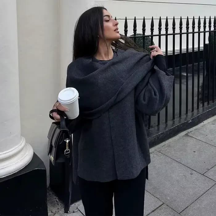 MUJER peluche manteaux d'hiver pour femmes écharpe asymétrique Demi-saison veste pour femmes Parkas