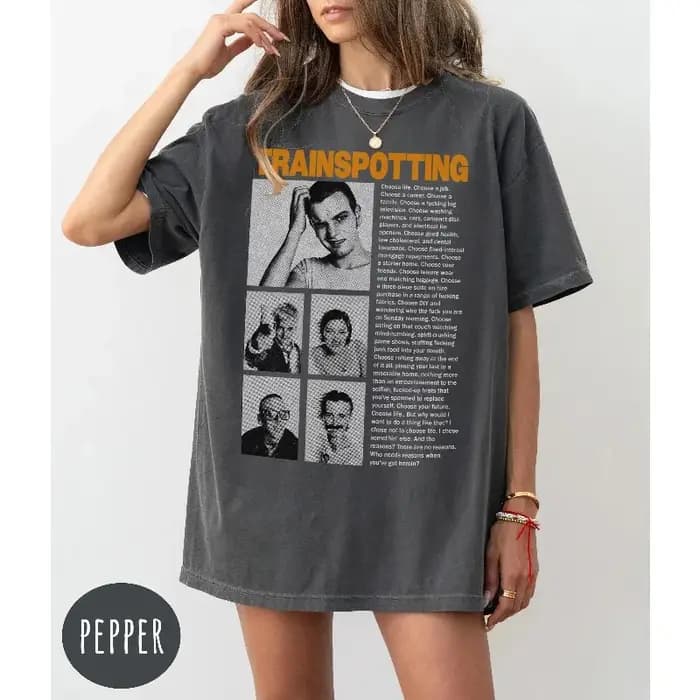Trainspotting Choose Life Shirt - T-shirt en coton ample et respirant avec affiche de film culte des années 90
