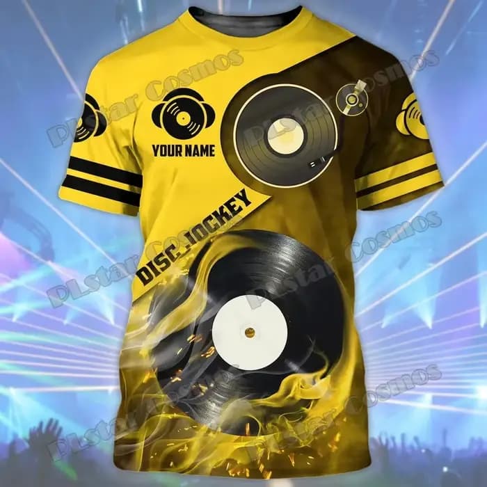 Nom personnalisé coloré DJ disque Jockey 3D imprimé mode hommes T-Shirt été unisexe décontracté T-Shirt cadeau pour les amoureux du DJ TTD32