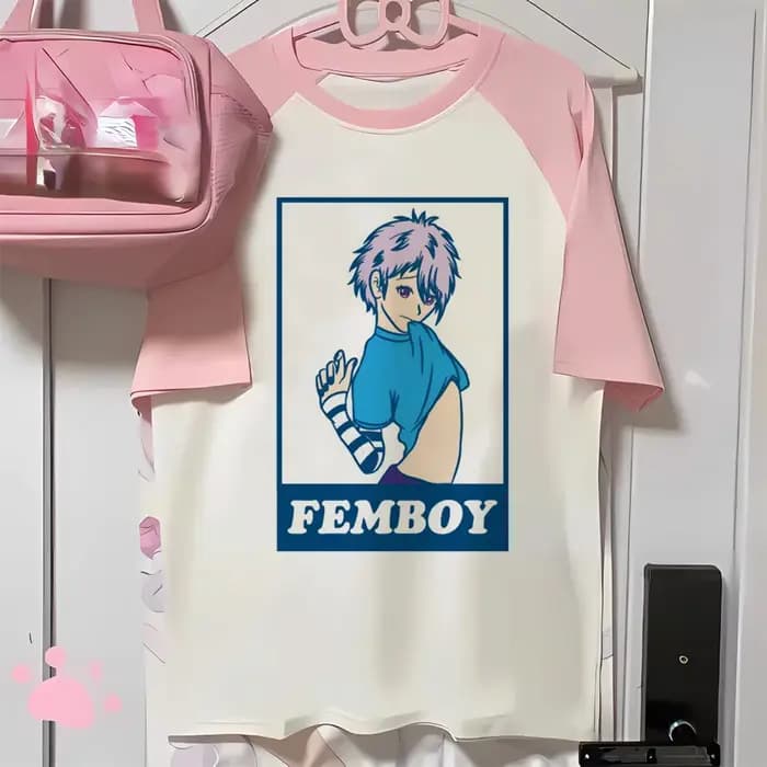Femboy t-shirt femme graphique rétro hip hop Grunge anime Pop Culture chemise Pastel streetwear Y2k