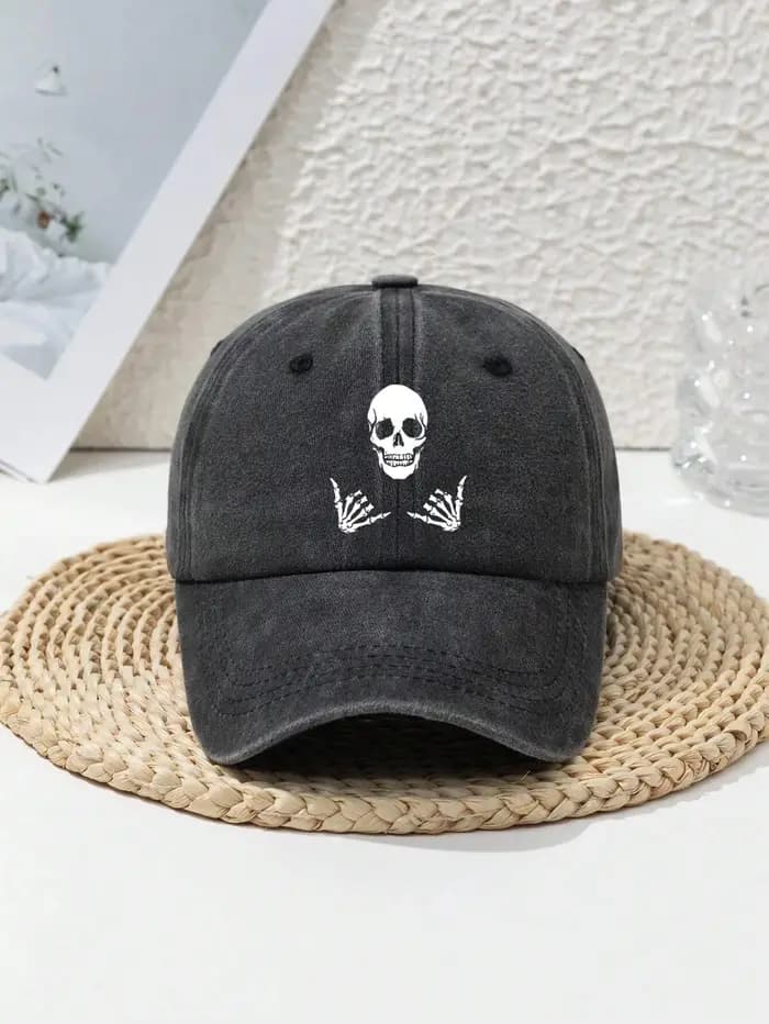 Casquette de baseball à imprimé tête de mort pour hommes et femmes