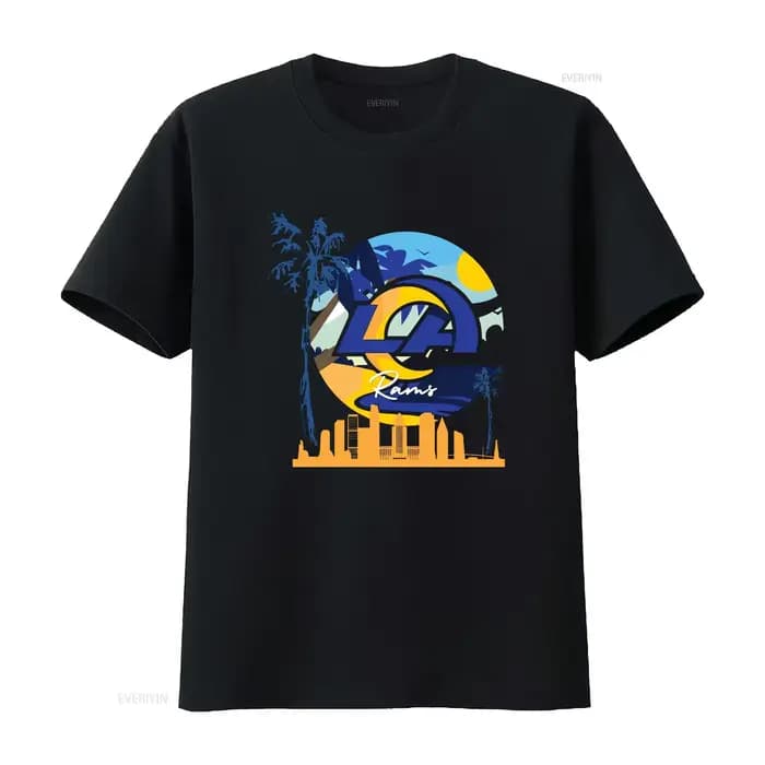 LA Rams Active T Shirt drôle TEE Logo américain vintage lavé doux mode streetwear polyvalent légèrem