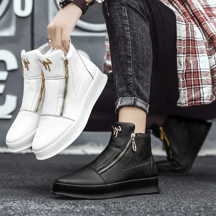 Marque de mode hommes baskets hautes offre spéciale plate-forme blanche chaussures décontractées