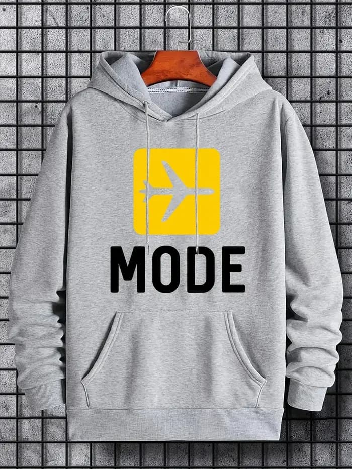 Sweat à capuche graphique Flight Mode, sweat à capuche décontracté pour hommes et femmes avec poche kangourou, adapté au printemps et à l'automne