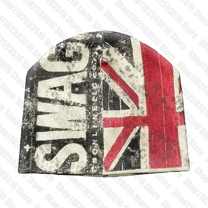 Casquettes pour hommes accessoires d'hiver tendance bonnets gothiques Y2k chapeau chapeaux drôles Punk années 2000 Emo mignon imprimé Harajuku bonnet pour femme tricoté