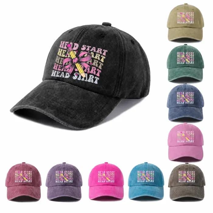 Casquette de baseball graphique Pink Ribbon Head Start, style vintage délavé, réglable, unisexe, cadeau décontracté