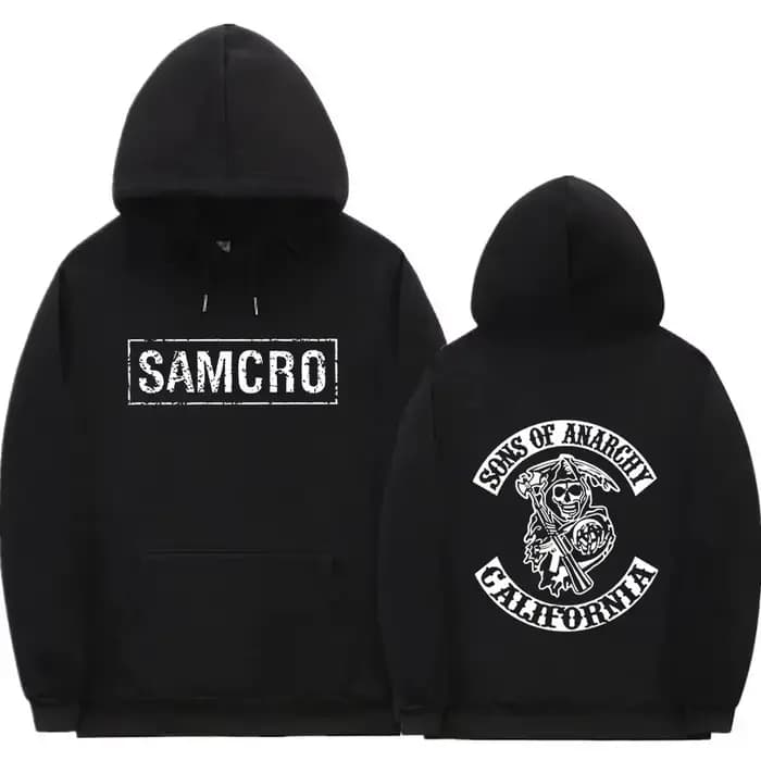 Sweat à capuche imprimé double face Sons of Anarchy SAMCRO, design de marque de mode pour hommes et