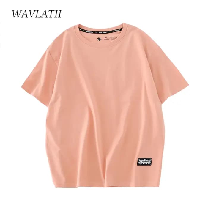 WAVLATII 2022 nouvelles femmes 100% coton t-shirts femme vert mode surdimensionné Streetwear à manches courtes