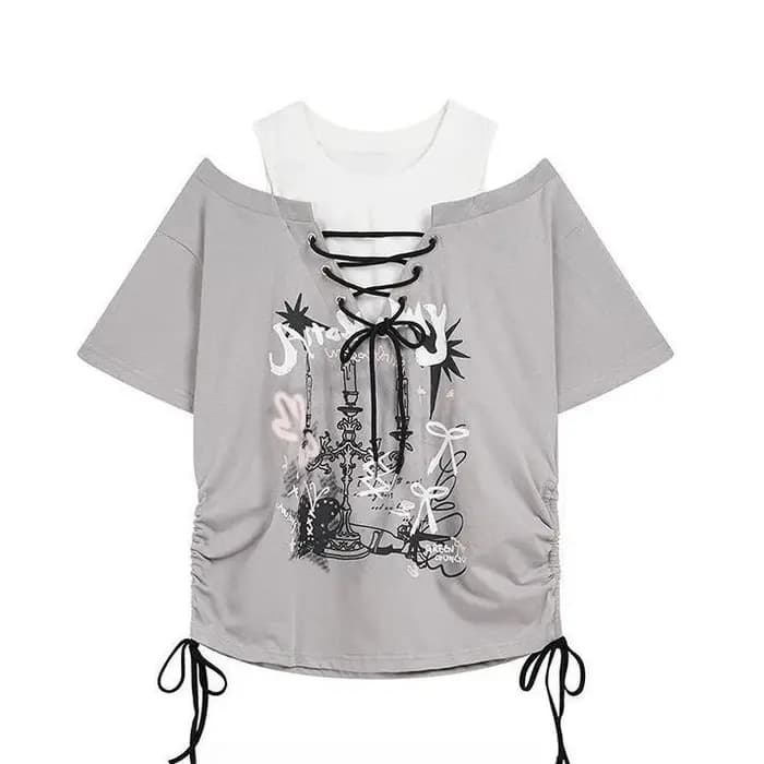 Crânes Punk t-shirt femmes mince gothique rue Vintage noir Y2k haut court Femme sous-culture T-Shirts Sexy Y2k