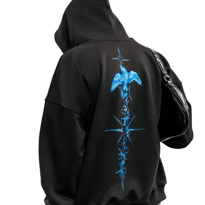 Sweat à capuche imprimé graphique côté lumineux pour hommes