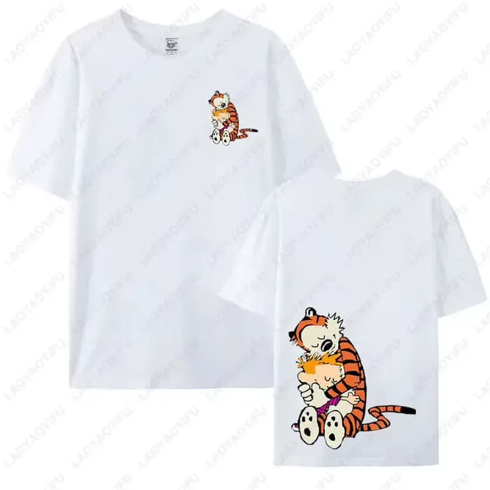 Drôle Calvin et Hobbes T-shirt graphique coton pour hommes femmes tenue décontracté nostalgie vieille école Style dessin animé t-shirts Camisetas