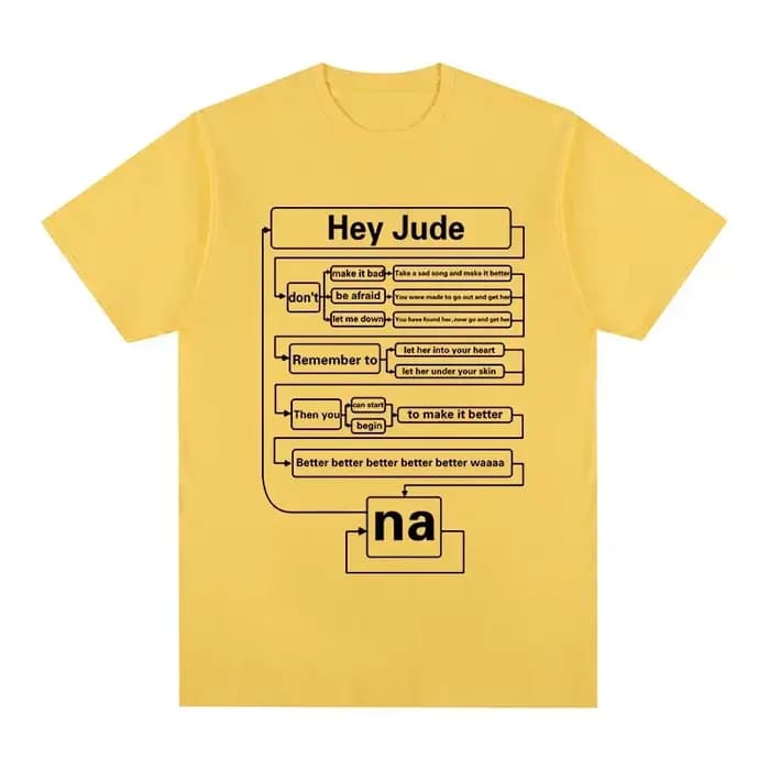 Hey Jude t-shirt Hip Hop Rock à manches courtes Beatle rétro nostalgie ingénieur hommes femmes vêtements 100% coton ample décontracté Streetwear