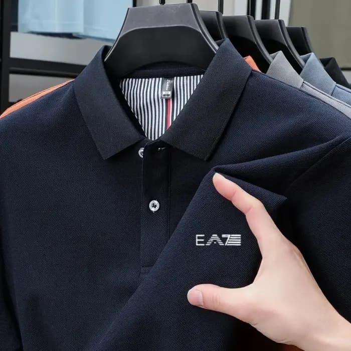 Polo de marque de luxe à manches courtes avec lettres brodées