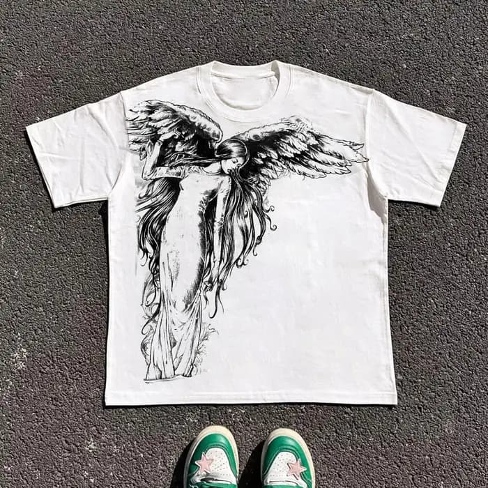Classique Y2K Style gothique T-shirt imprimé surdimensionné