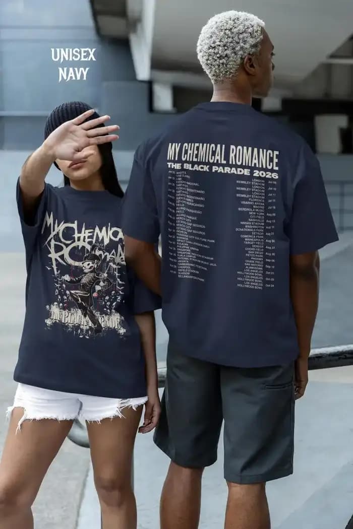 Chemise My Chemical Romance The Black Parade Tour 2026 – T-shirt du groupe de rock emo MCR