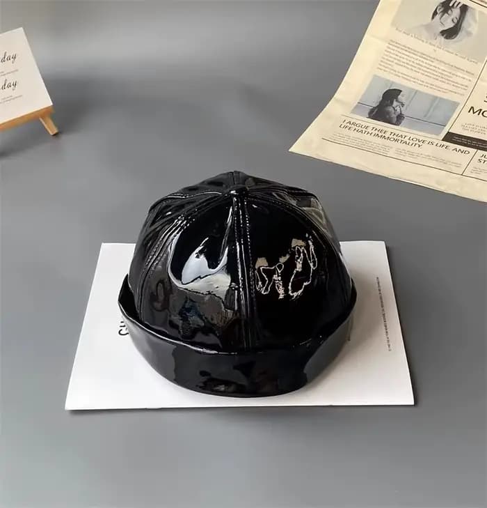 Casquette béret en faux cuir pu pour hommes et femmes, chapeau de peintre de loisirs, ins chic, stre