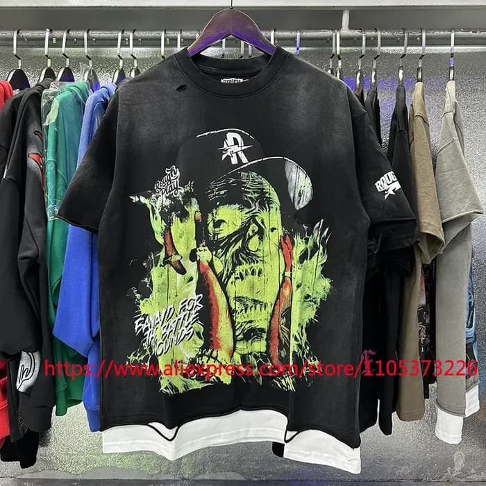 Livraison Rapide Nouvelle Arrivée 2026 T-shirt Imprimé Homme Style Urbain Vintage Ample Décontracté Manches Courtes Col Rond