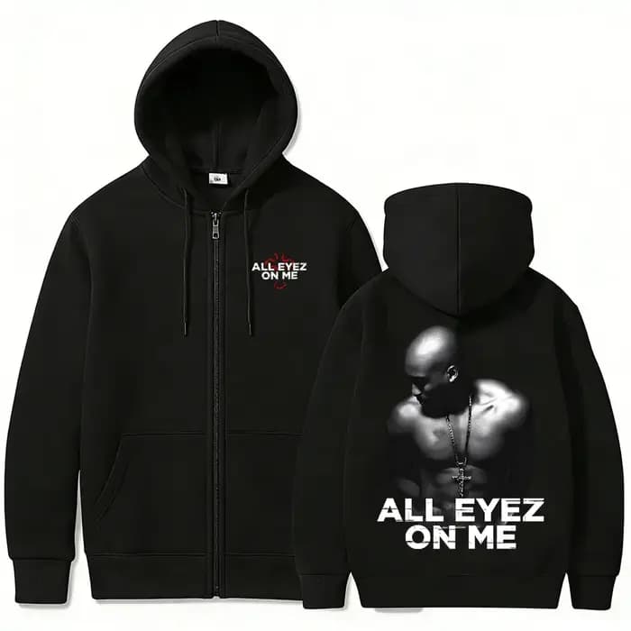 Sweat à capuche zippé Rapper Tupac 2pac All Eyez on Me pour hommes et femmes