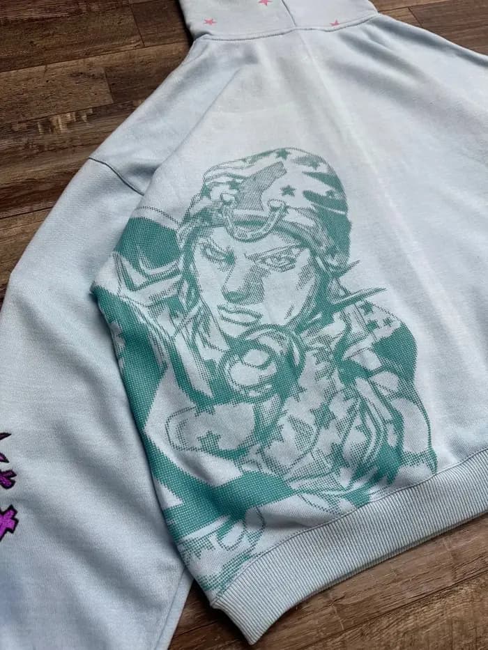 Sweat-shirt à capuche zippé Y2K Anime JoJo Shahzad