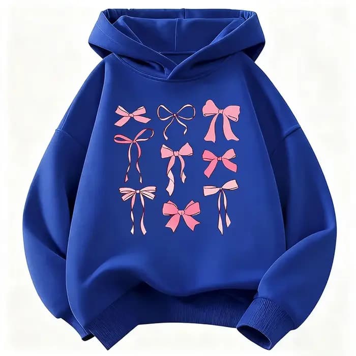 Sweat-shirt à capuche rose avec nœud pour filles
