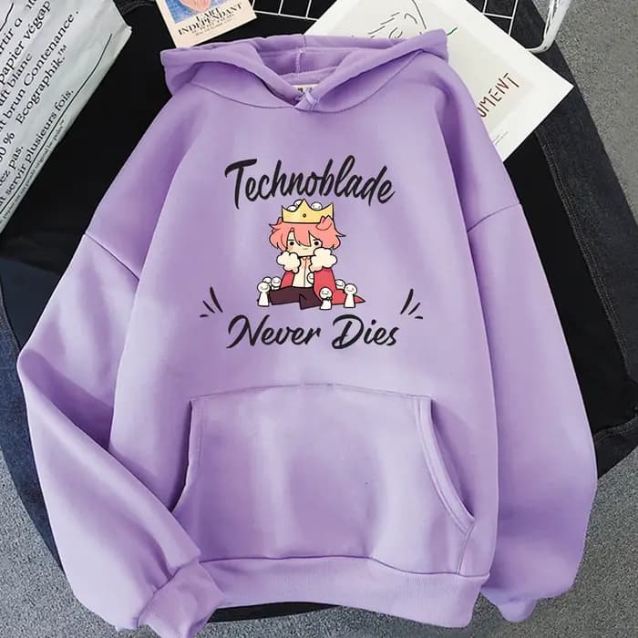 REPLSMP-Sweat à capuche Technoblade Never Dies pour hommes et femmes, sweat-shirt imprimé dessin ani