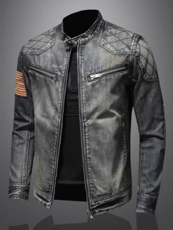 Veste en jean à glissière pour hommes, vêtements de motard à la mode, mode rétro décontractée, équitation debout, beaux médicaments, nouveau, 2024