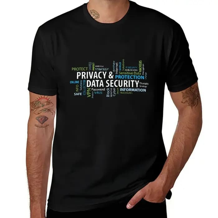 T-shirt décontracté à imprimé graphique sur le thème de la confidentialité et de la sécurité des données