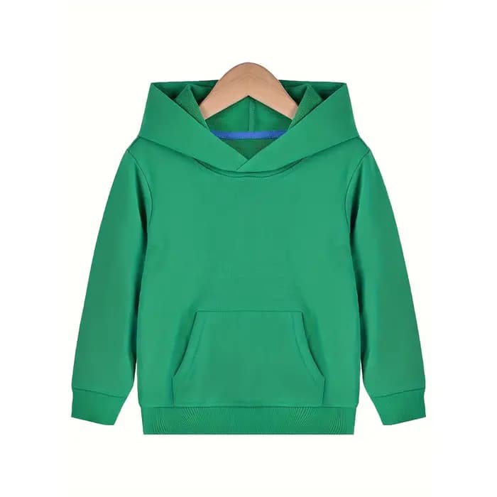 Sweat-shirt à manches longues pour garçons, pull vert à capuche avec grande poche pour l'extérieur,