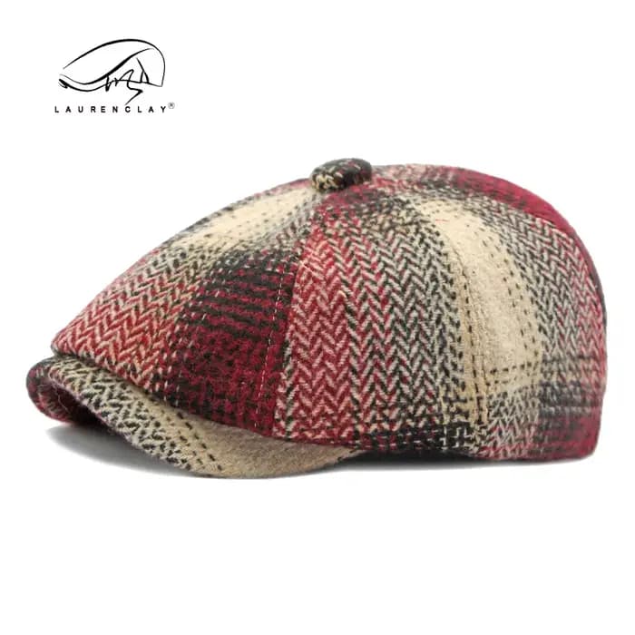 CasAdvantages-Chapeau de peintre octogonal britannique vintage pour hommes et femmes, béret à carrea