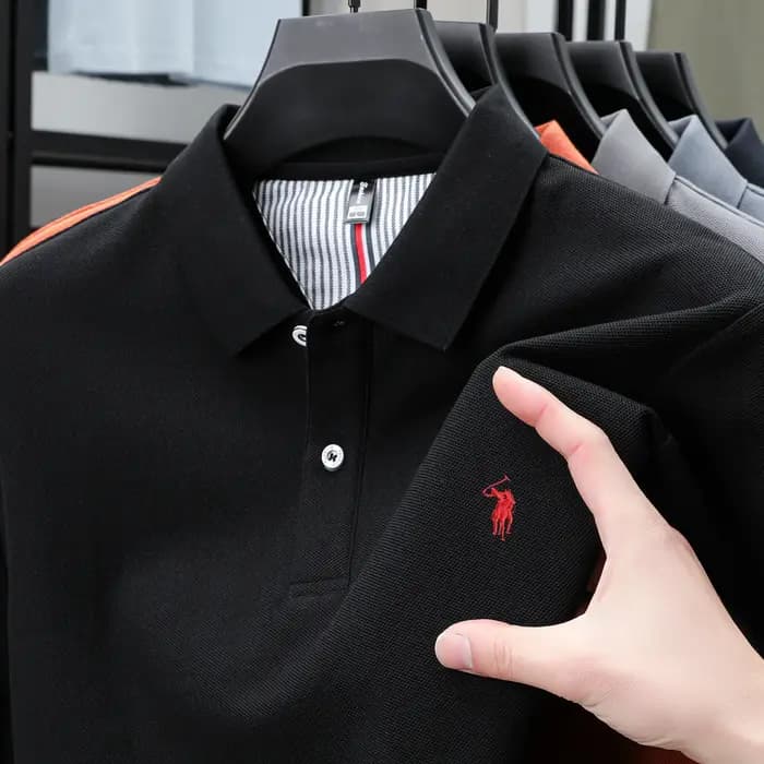 100% pur coton été nouveau à la mode hommes à manches courtes de luxe personnalisé polo d'affaires b