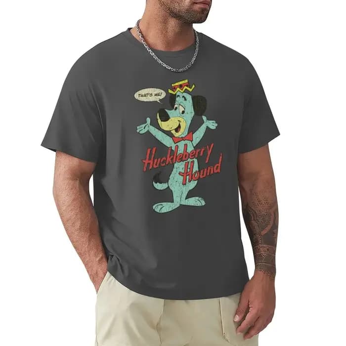 T-shirt graphique Huckleberry Hound pour hommes, t-shirts pour garçons, t-shirts pour un garçon, mode masculine, haut en coton, scopique