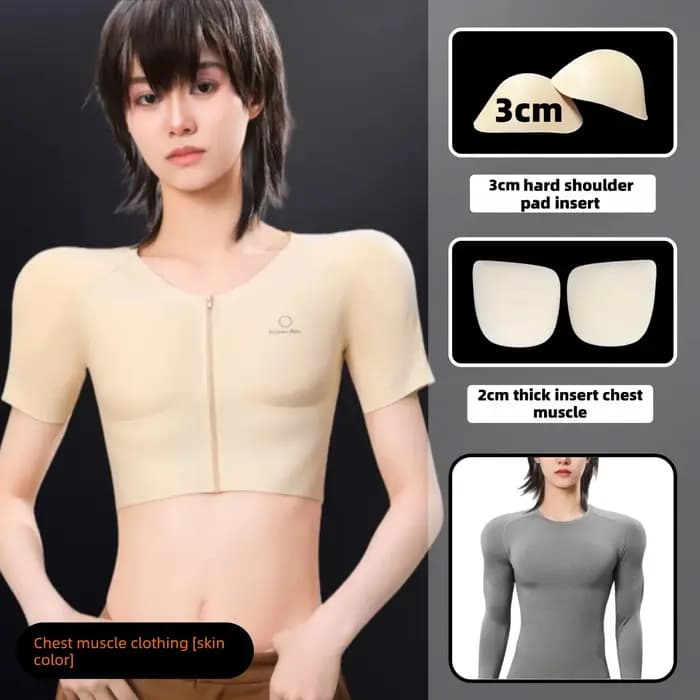 Chemise musculaire musculation amélioration de la poitrine maillot de corps de Compression sans couture réaliste faux