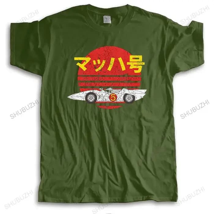 Rétro vitesse Racer hommes T-shirt coton dessin animé japonais Mach 5