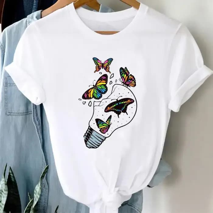 Lettres Ins vêtements femmes imprimé manches européennes t-shirts hauts surdimensionné t-shirt