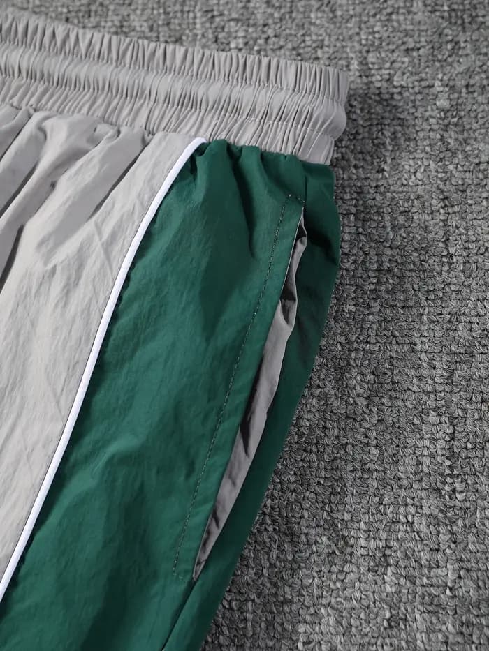 Pantalon de jogging gris-vert colorblock à rayures latérales pour homme