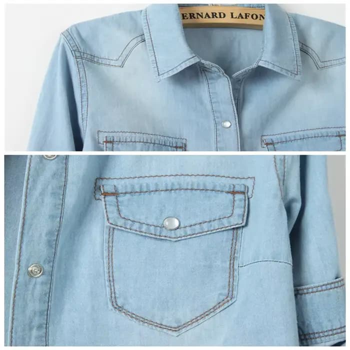 Chemise kimono en denim à manches courtes pour femmes