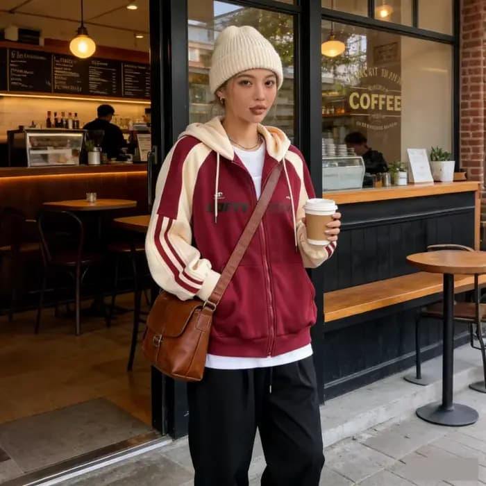 Sweat-shirt à capuche américain rétro bloquant la couleur pour hommes et femmes