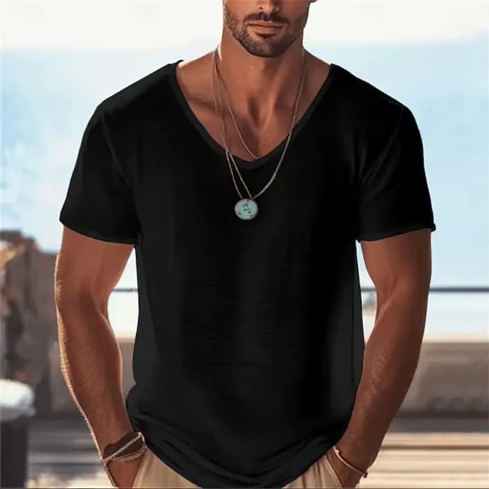 Vêtements pour hommes, t-shirt à manches courtes uni simple pour hommes, t-shirt rose à manches cour