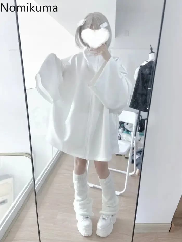 2025 Ropa Mujer Streetwear manteau pour femmes japonais Y2k vêtements mode blanc fermeture éclair