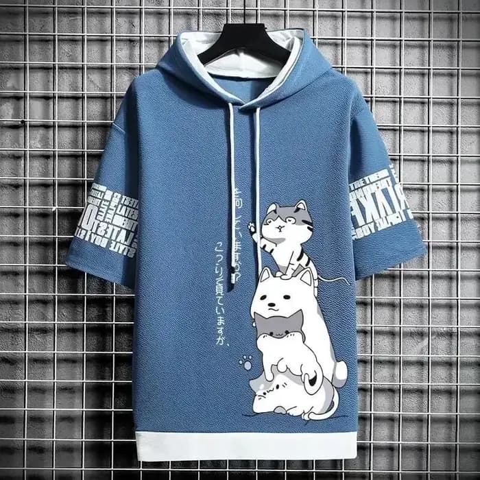 Sweat-shirt à capuche pour hommes, mode japonaise, vêtements d'été pour hommes, dessin animé décontr