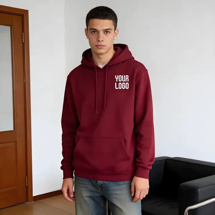 Hoodie uni avec poche | Modèle de texte personnalisable | Adapté aux hommes et aux femmes