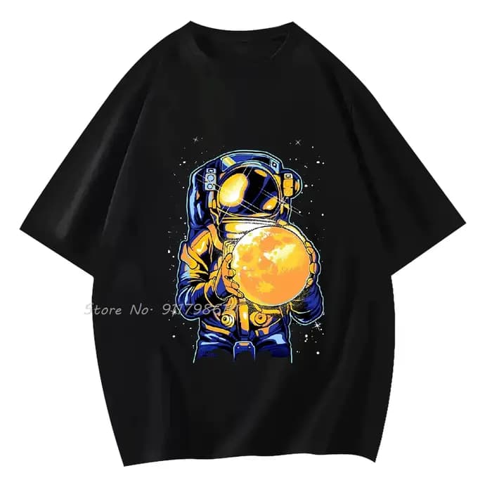 T-shirt décontracté en coton astronaute respirant surdimensionné T-shirt Hippie unisexe hauts t-shir
